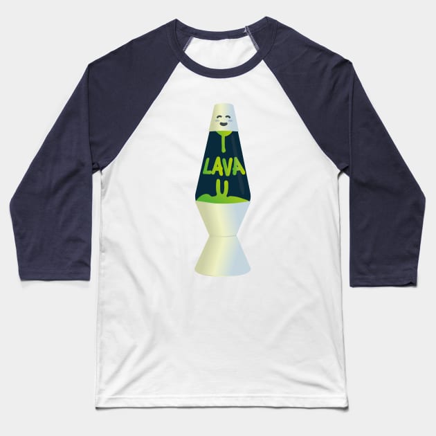 Romantic Green Lava Lamp | Vintage Groovy Design Baseball T-Shirt by Fluffy-Vectors